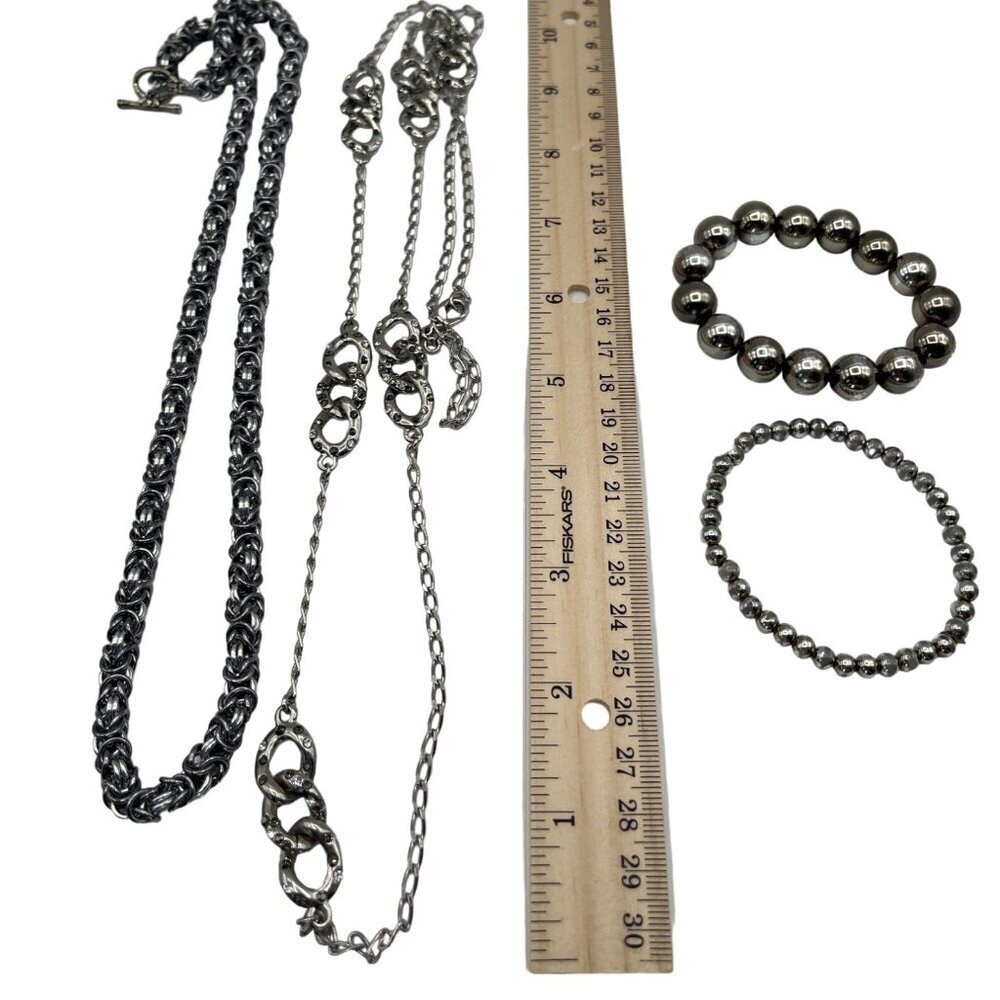 Silver Tone Necklace & Bracelet Set M11 - Picture 6 of 6